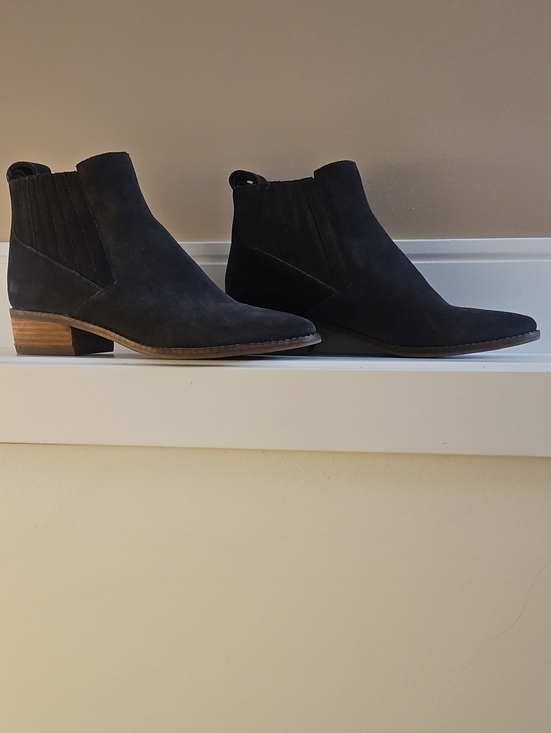 Dolce Vita Shoes - Dolce Vita Charcoal Grey Suede Ankle Booties with Low Stacked Heel